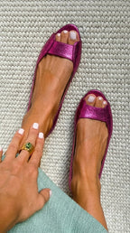 Χρυσές μπαλαρίνες peep toe Adelina
