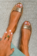 Χρυσές μπαλαρίνες peep toe Adelina