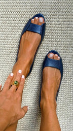 Χρυσές μπαλαρίνες peep toe Adelina