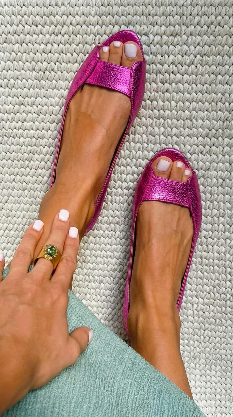 Χρυσές μπαλαρίνες peep toe Adelina