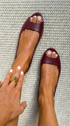 Χρυσές μπαλαρίνες peep toe Adelina