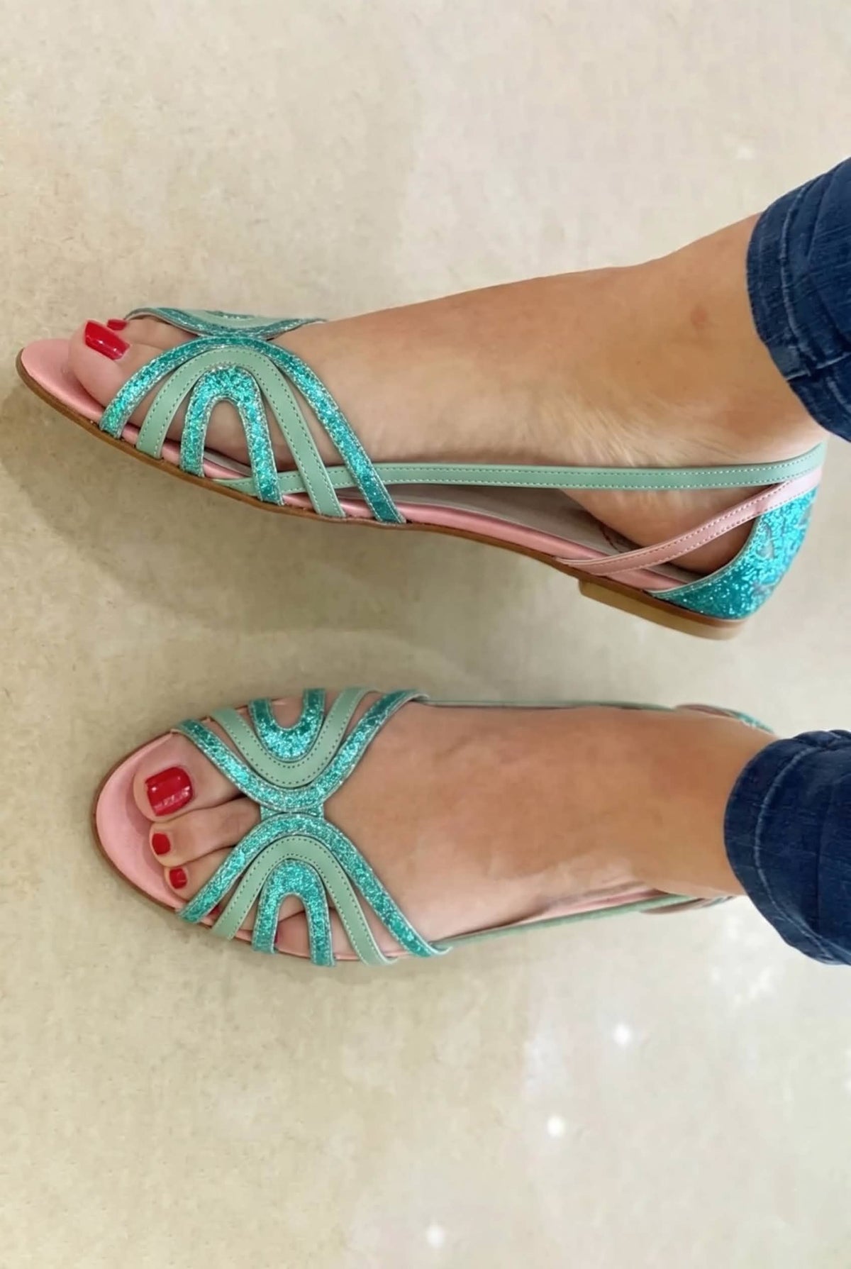Χρυσά φλατ πέδιλα Éléonore